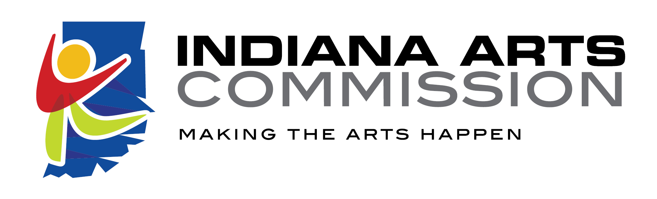 Indiana Arts Commission logo, with text saying Making the Arts Happen